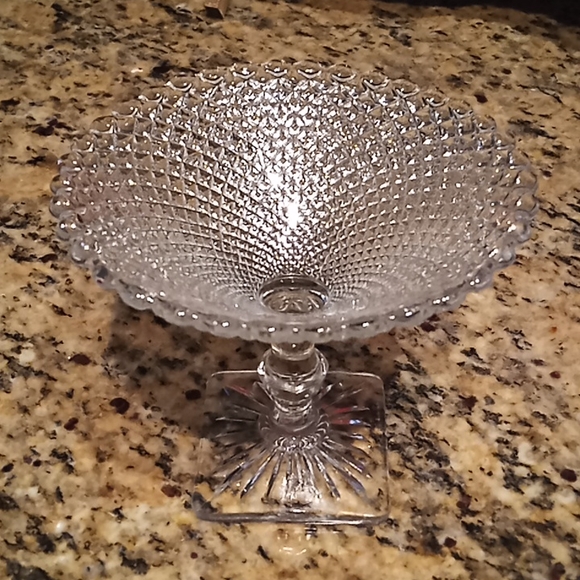 Miss America Clear Footed Round Compote By Anchor Hocking. Centerpiece Glass.. - Picture 8 of 11